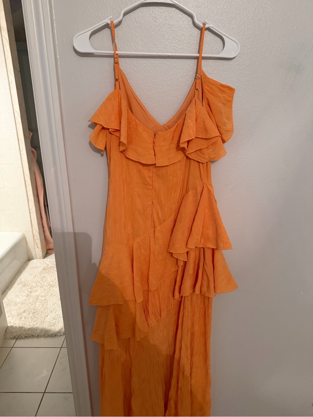 Impeccable Pig Ruffle Orange High-Low Dress - Picture 3 of 5